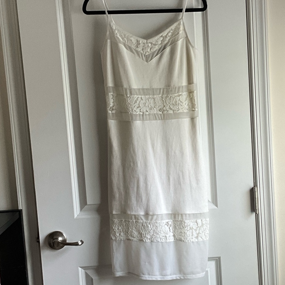 French Connection White Lace Panel Mini Dress